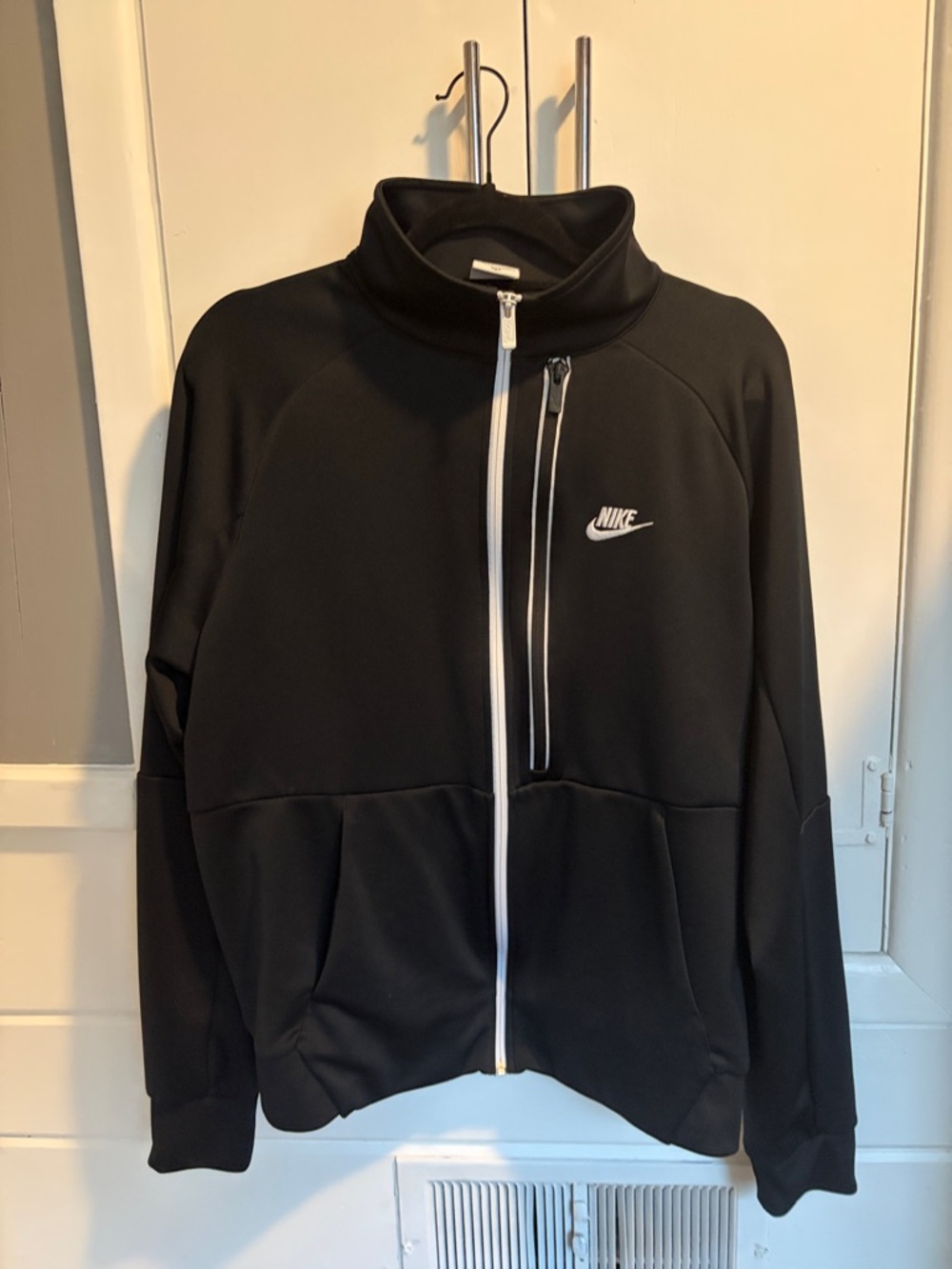 Nike Black Jacket with White Zip and Logo